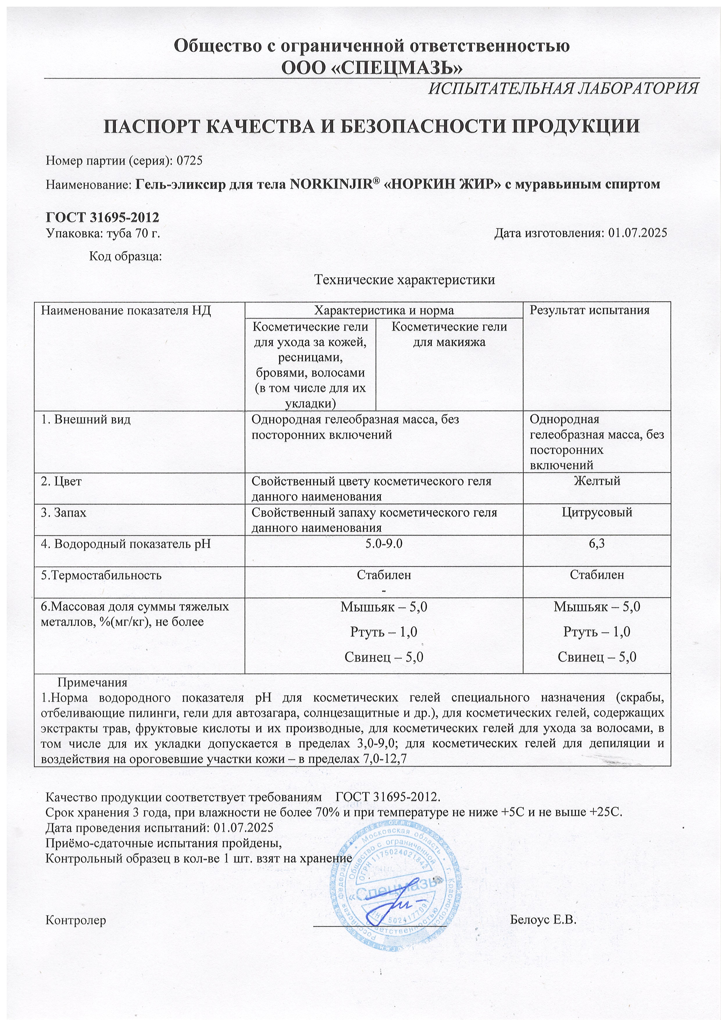 Паспорт №072025